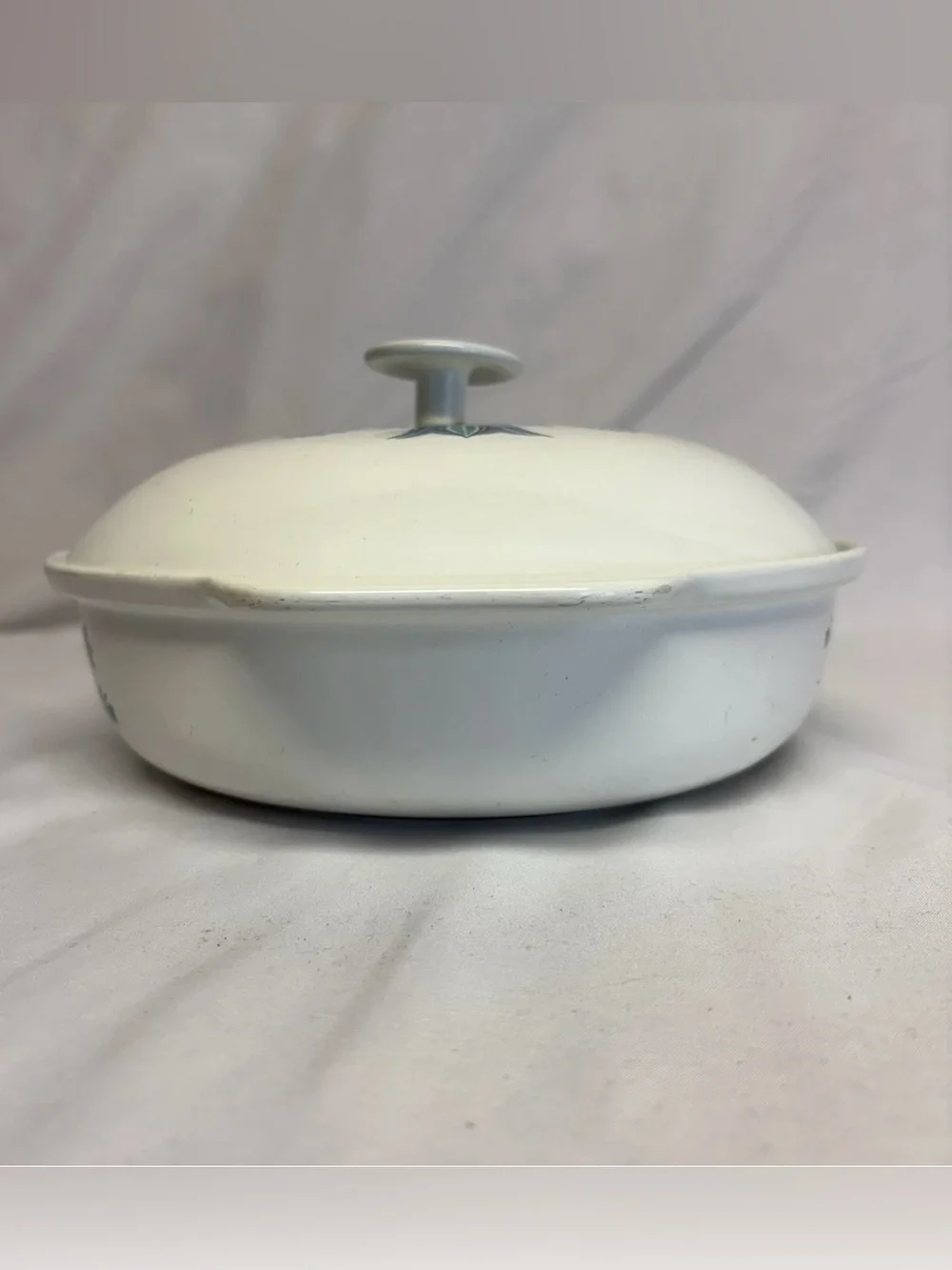 Vtg Prizer-Ware Pennsylvania Tulip Cast Iron Enamel Dutch Oven w/Lid 1 Qt 1950’s